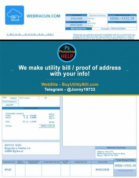 Croatia Utility Bill Sample